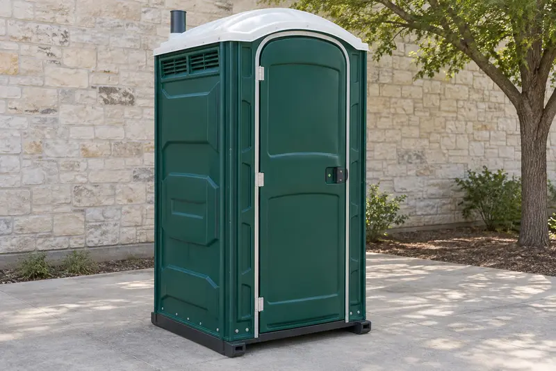 Green portable toilet cabin